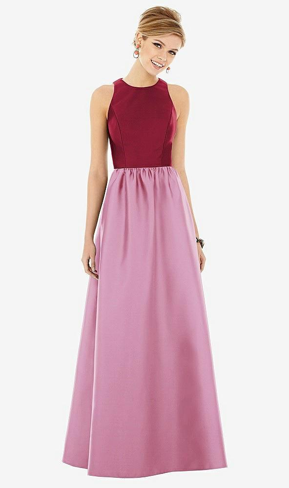 sleeveless keyhole back satin maxi dress