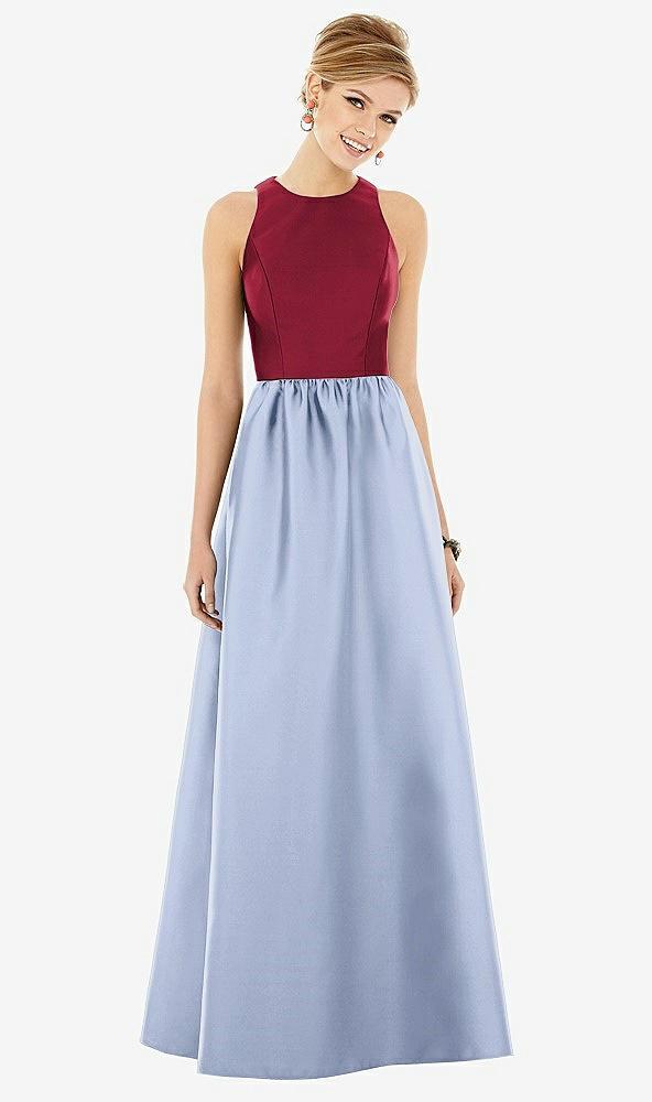 sleeveless keyhole back satin maxi dress