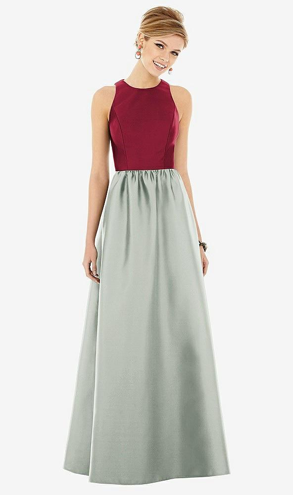 sleeveless keyhole back satin maxi dress
