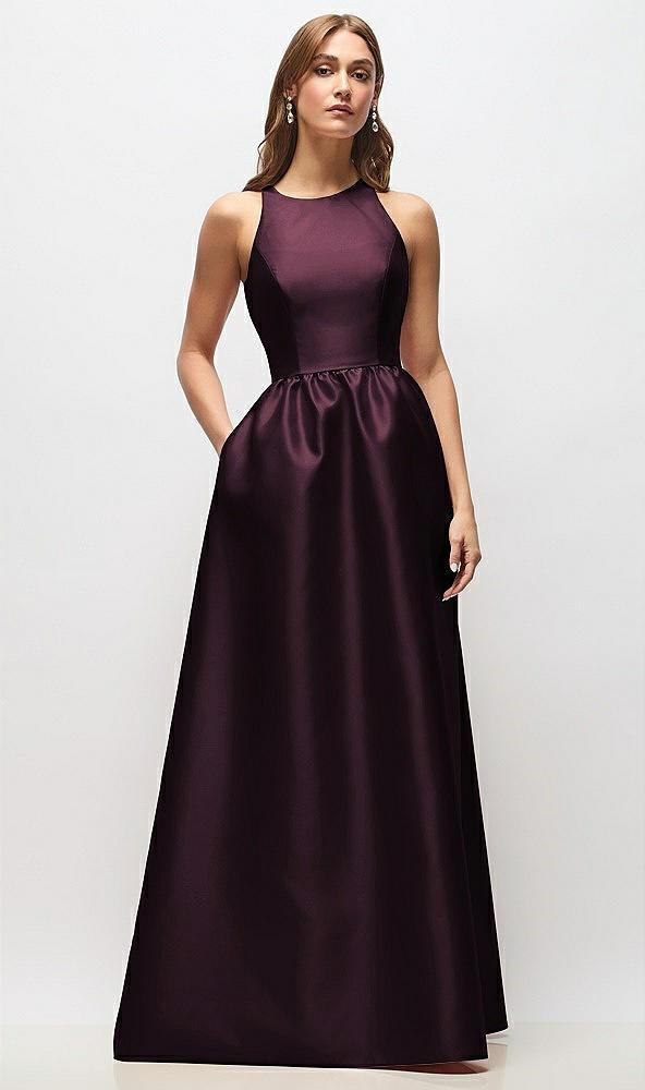 sleeveless keyhole back satin maxi dress