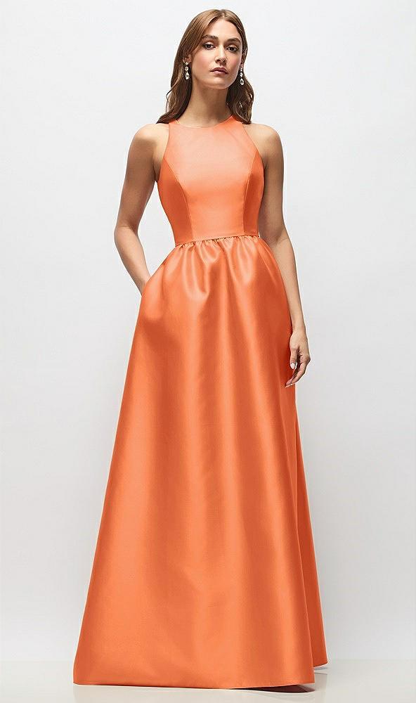 sleeveless keyhole back satin maxi dress
