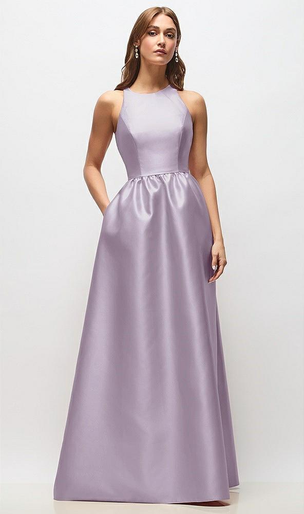 sleeveless keyhole back satin maxi dress