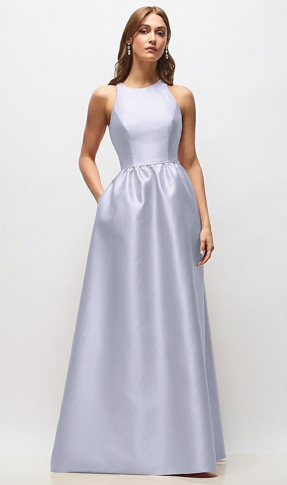 sleeveless keyhole back satin maxi dress