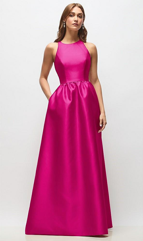 sleeveless keyhole back satin maxi dress