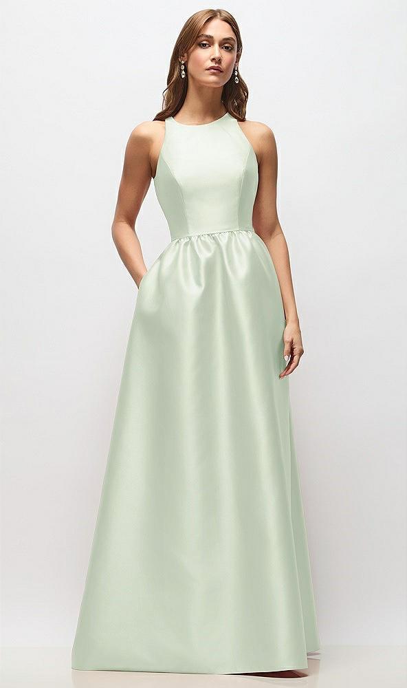 sleeveless keyhole back satin maxi dress