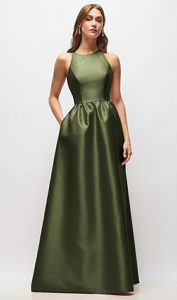 sleeveless keyhole back satin maxi dress