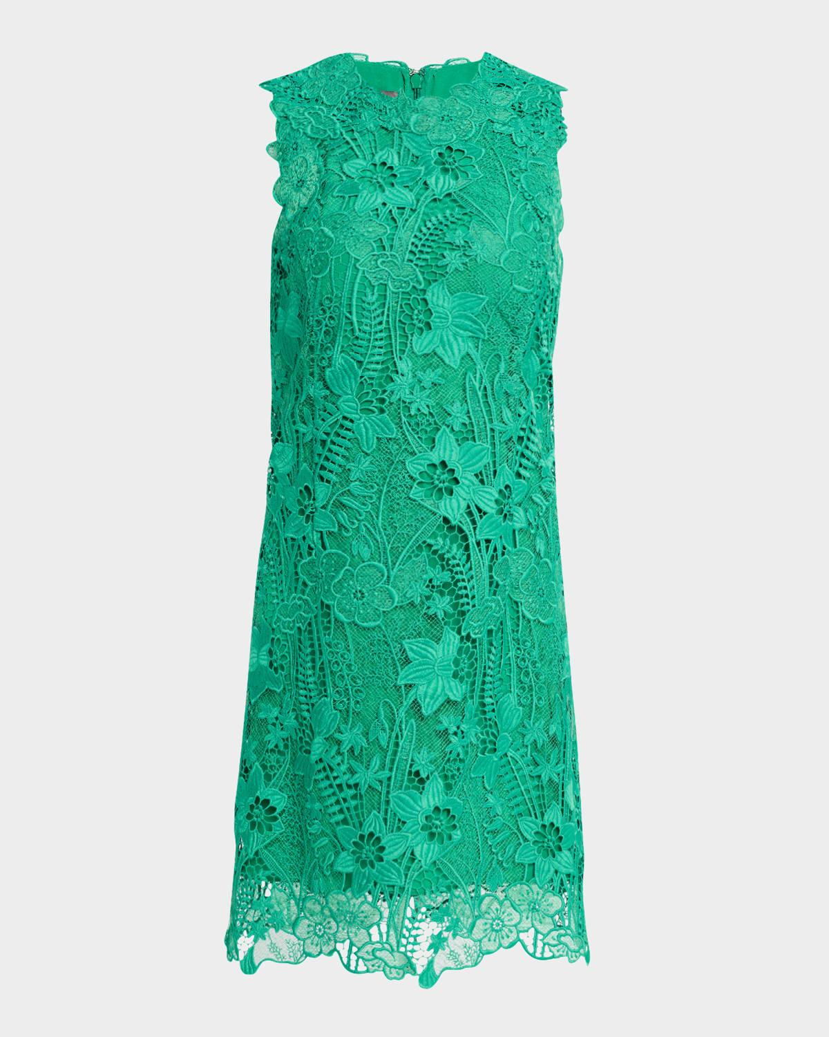 sleeveless lace mini shift dress