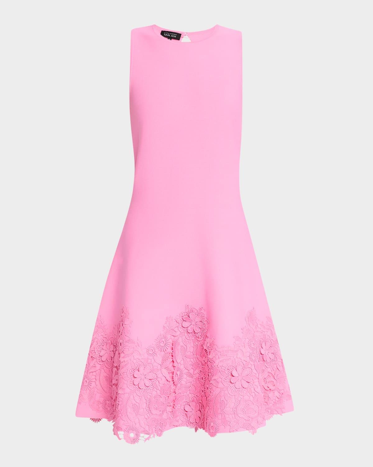 sleeveless lace-trim knit dress