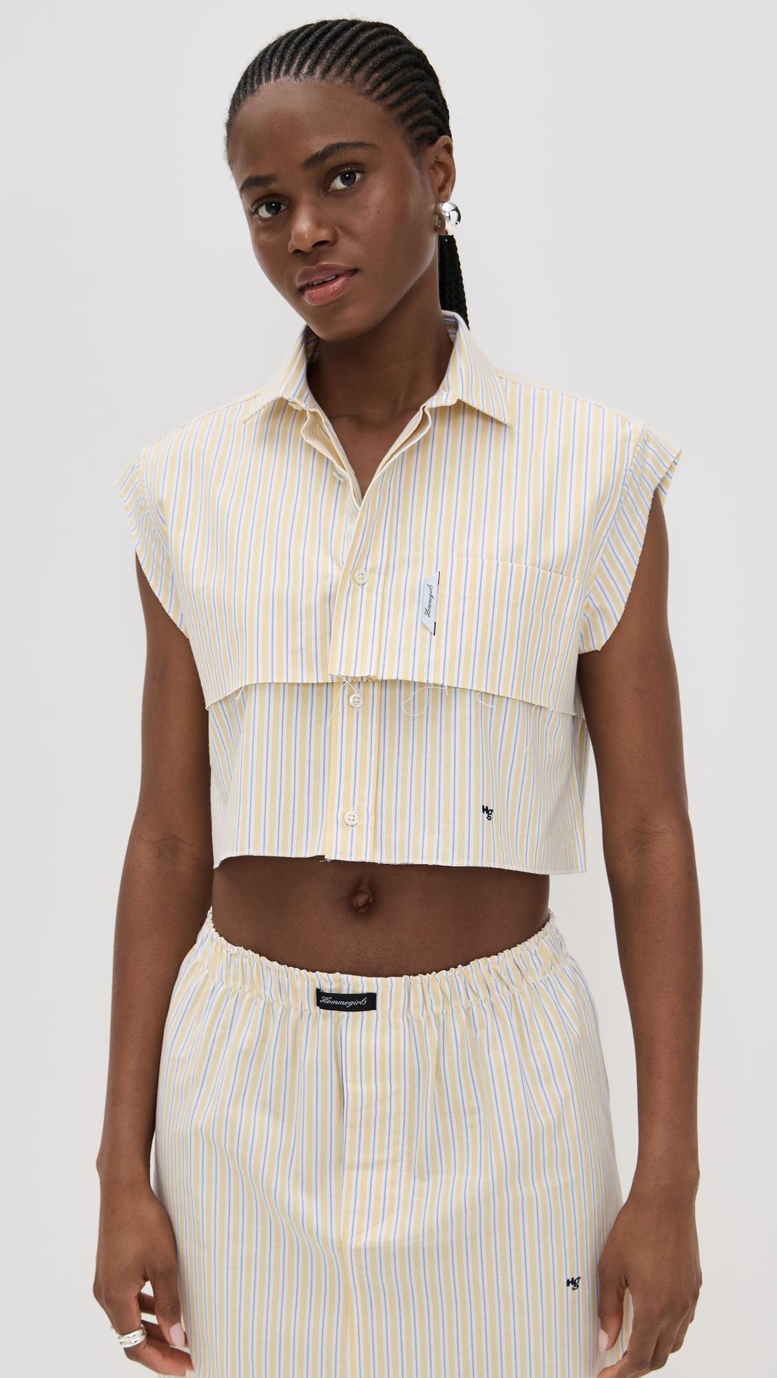 sleeveless layered cropped shirt