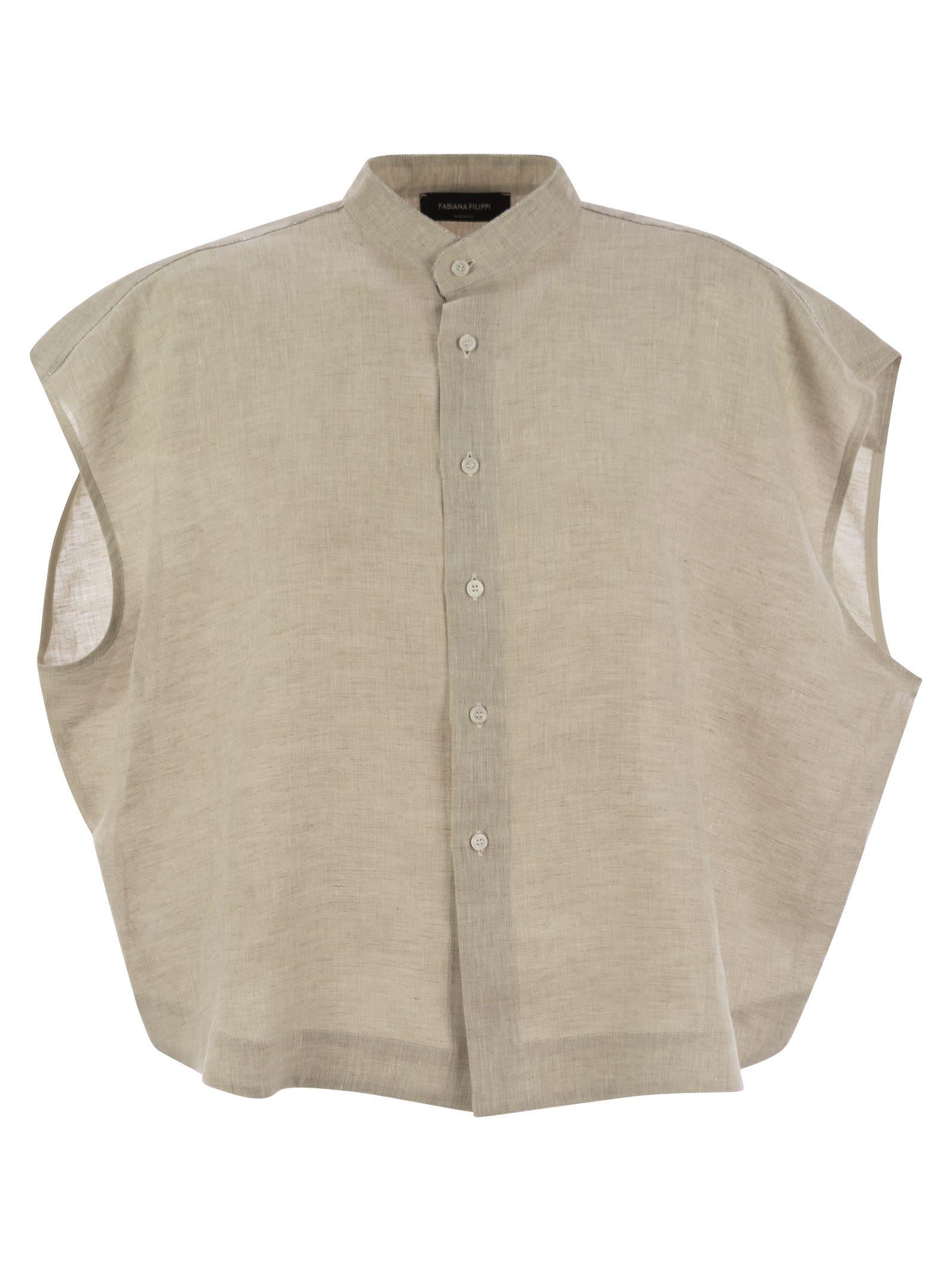 sleeveless linen shirt