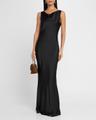 sleeveless low back drape gown
