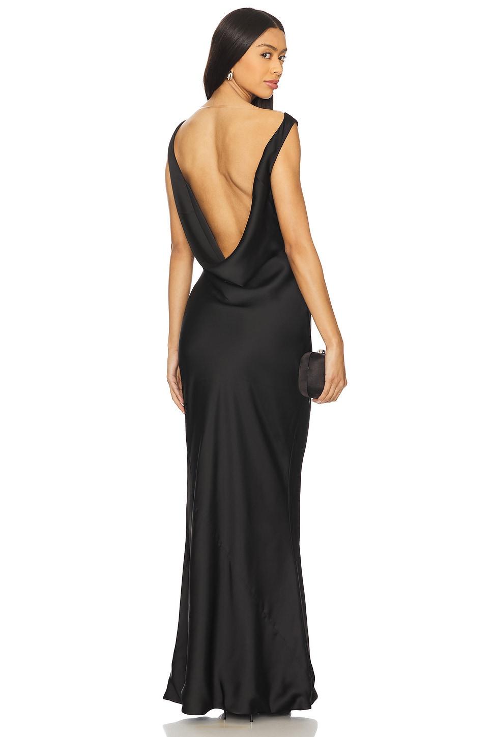 sleeveless low back drape gown