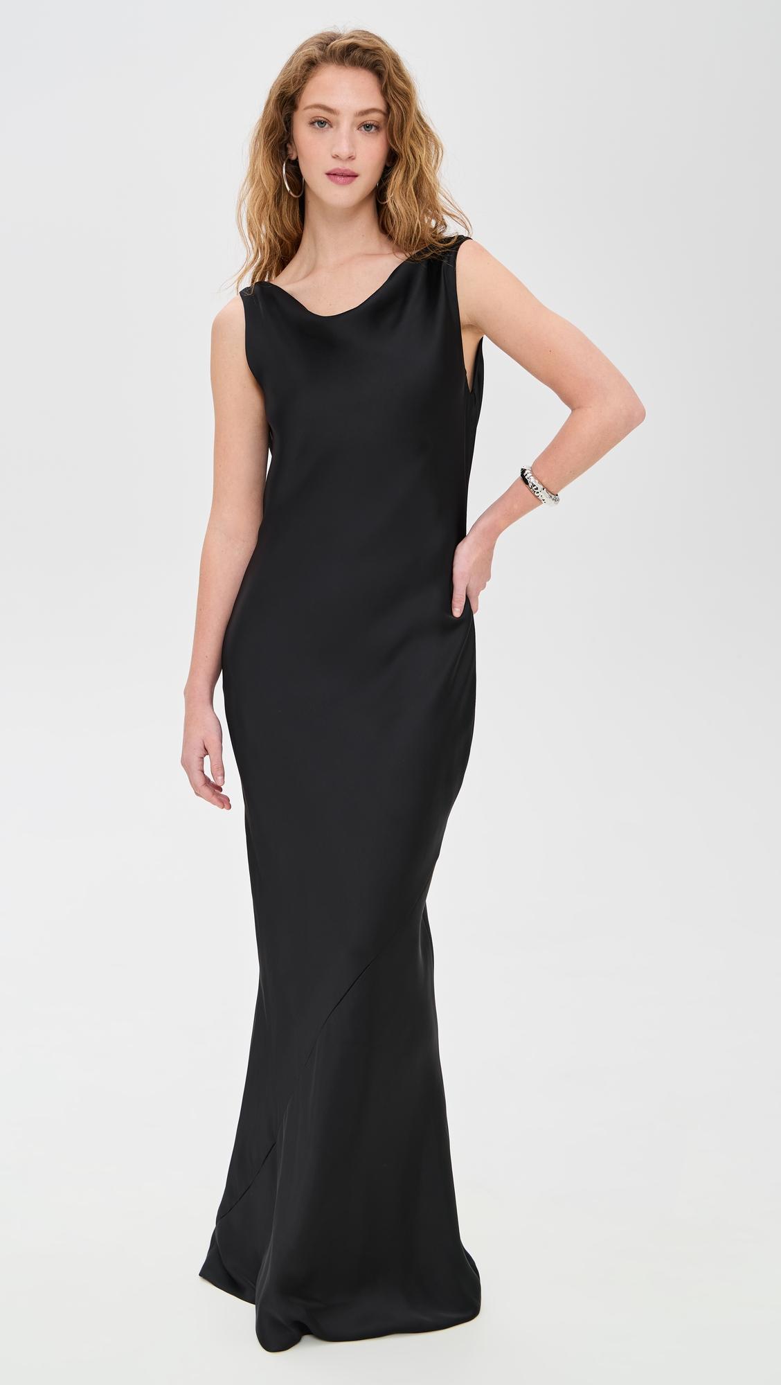 sleeveless low back drape gown