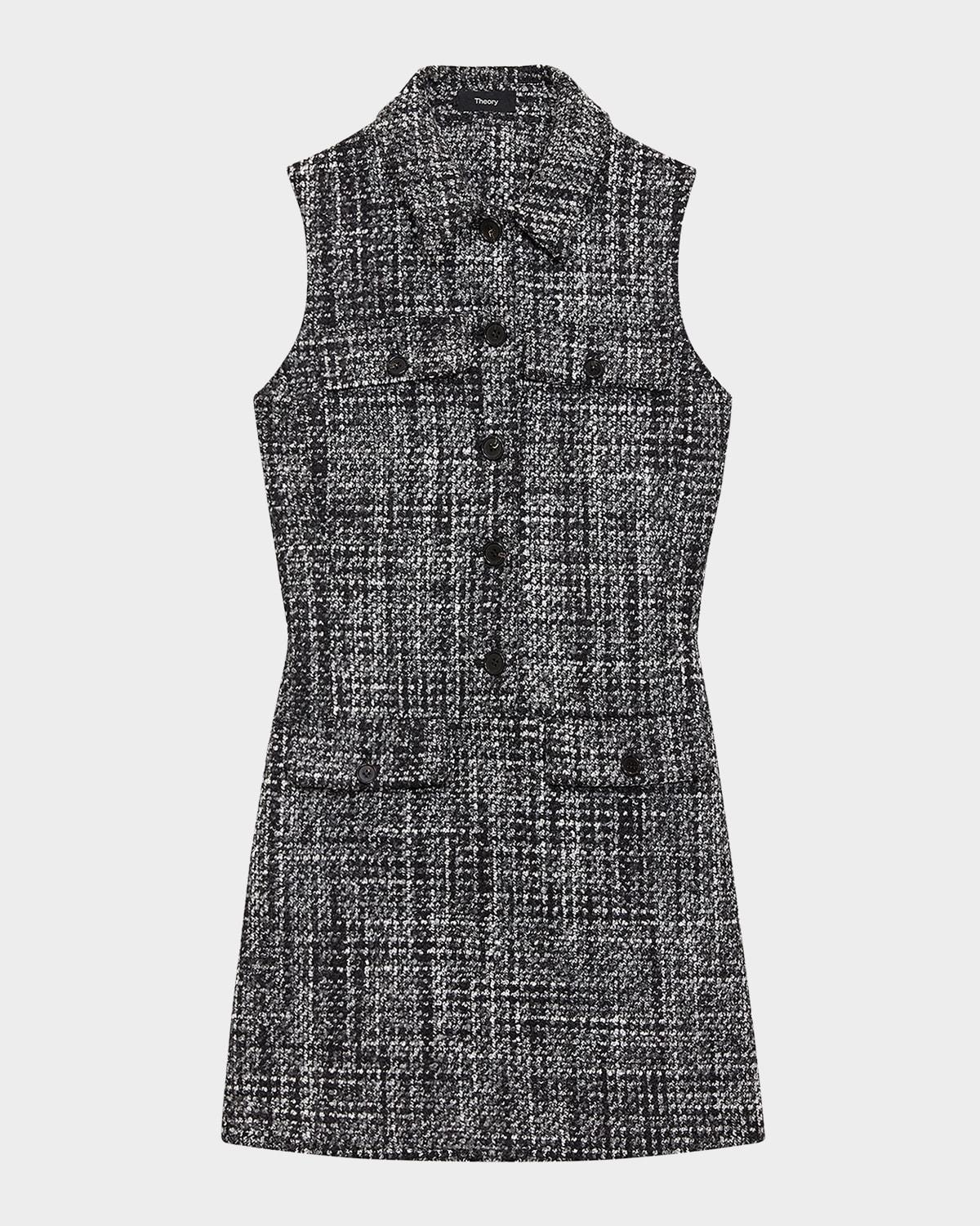 sleeveless melange tweed mini dress