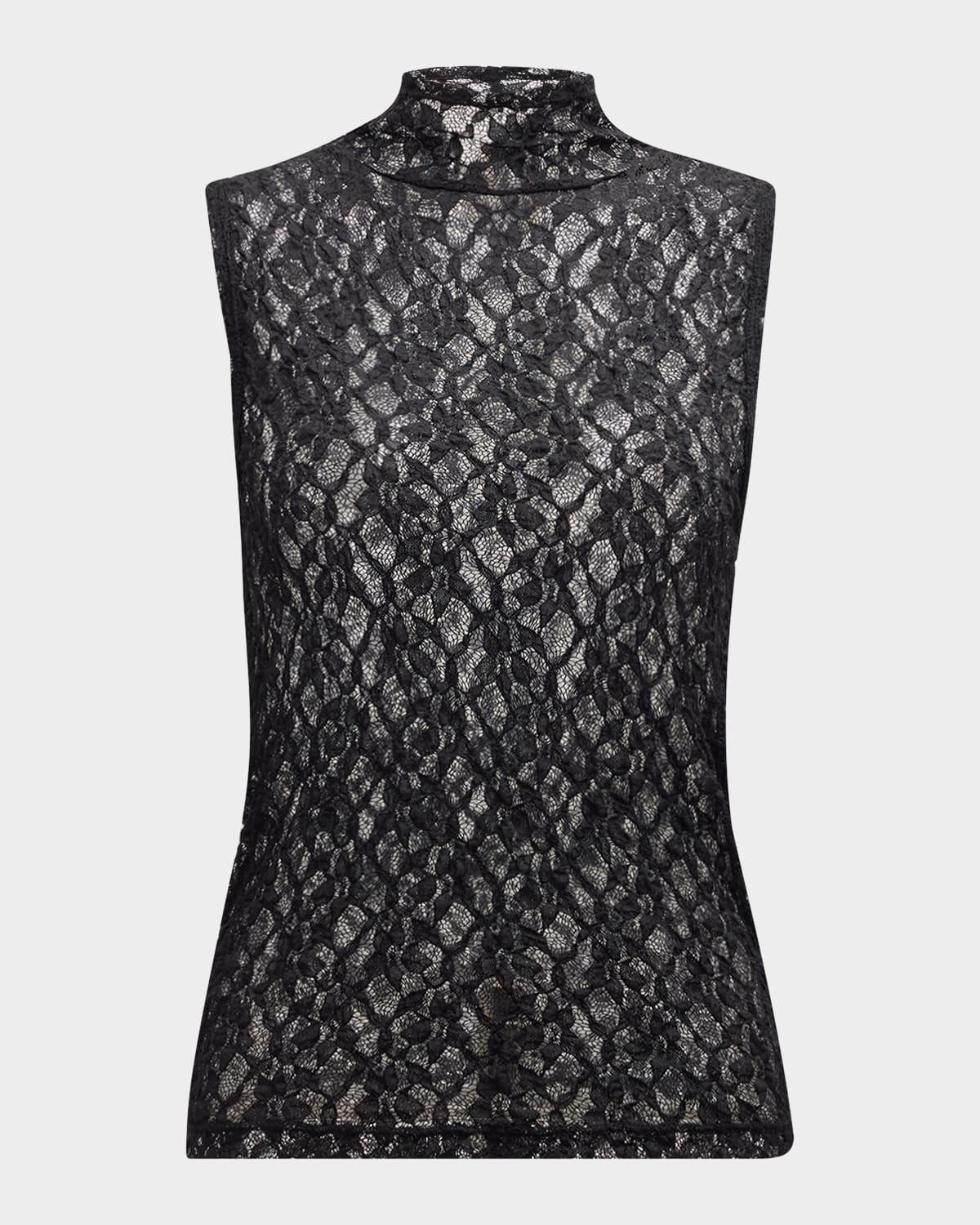 sleeveless mesh lace top