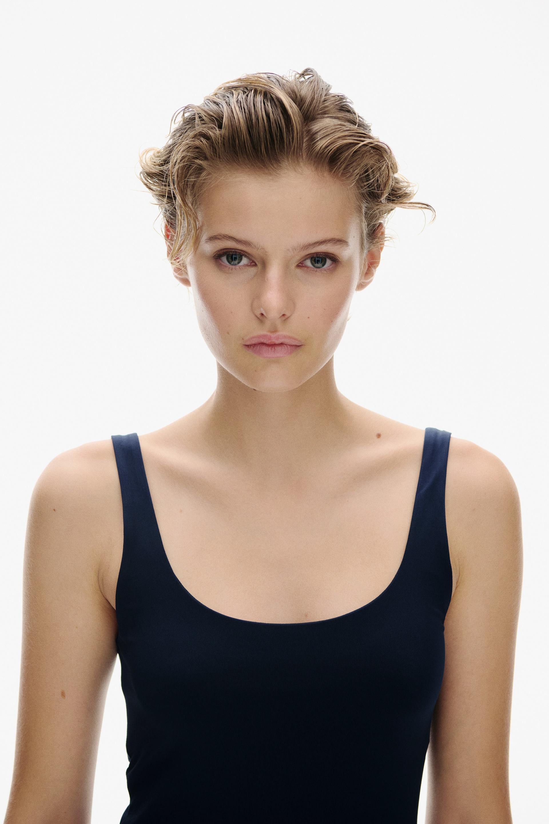 sleeveless microfiber dress