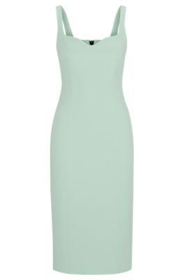 sleeveless midi dress with seam details- light green women's day dresses