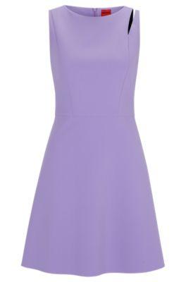 sleeveless mini dress with cut-out shoulder detail- light purple women's day dresses