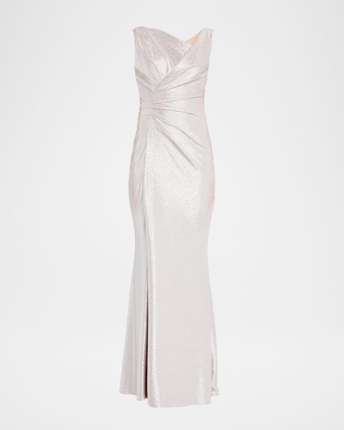sleeveless mirrorball stretch gown