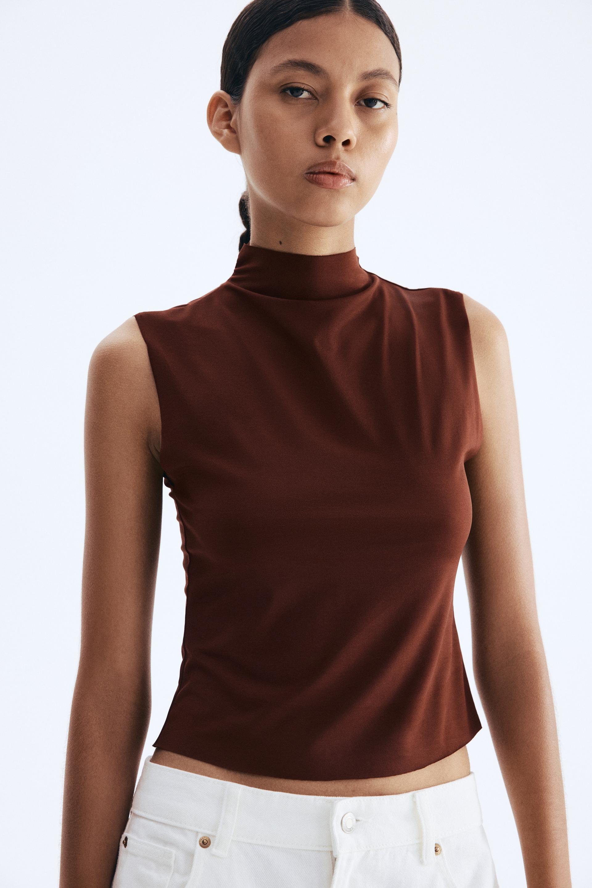 sleeveless mock turtleneck top