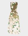 sleeveless ombre cherry blossom tea-length dress with belt
