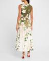 sleeveless ombre cherry blossom tea-length dress with belt