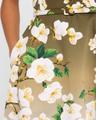 sleeveless ombre cherry blossom tea-length dress with belt