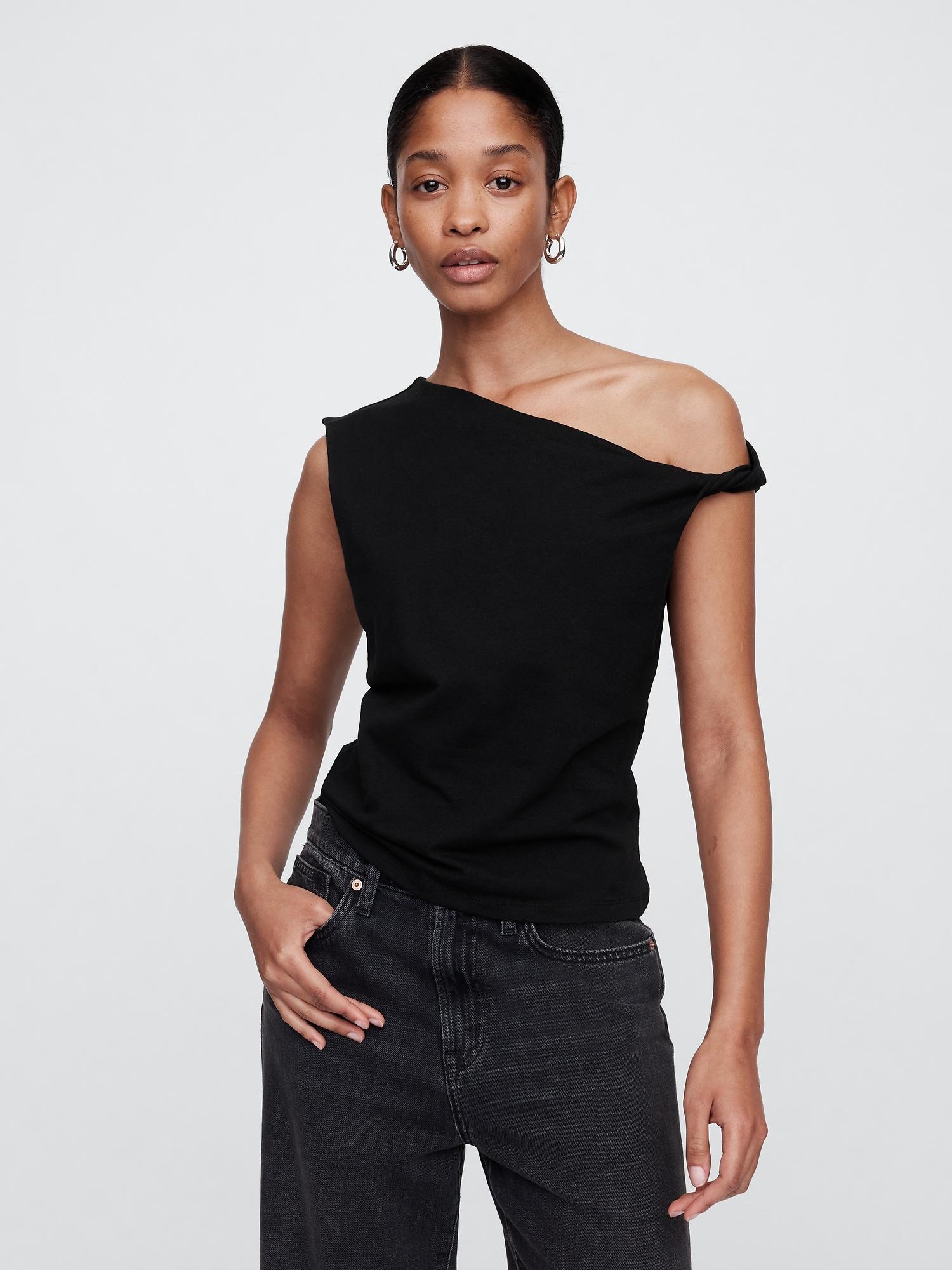 sleeveless one-shoulder top