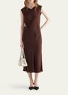 sleeveless open-back cady crepe midi dress