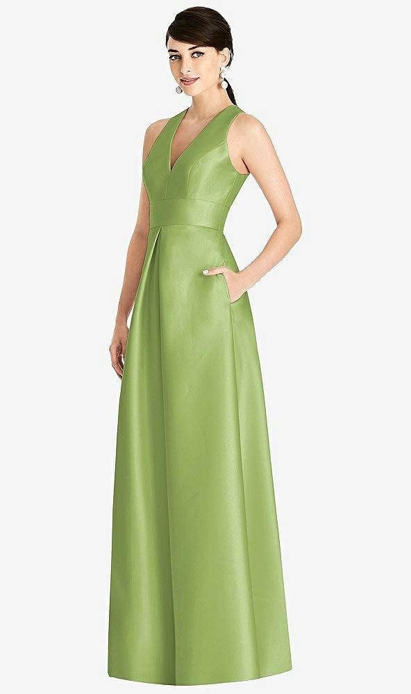 sleeveless open-back pleated skirt dress with pockets