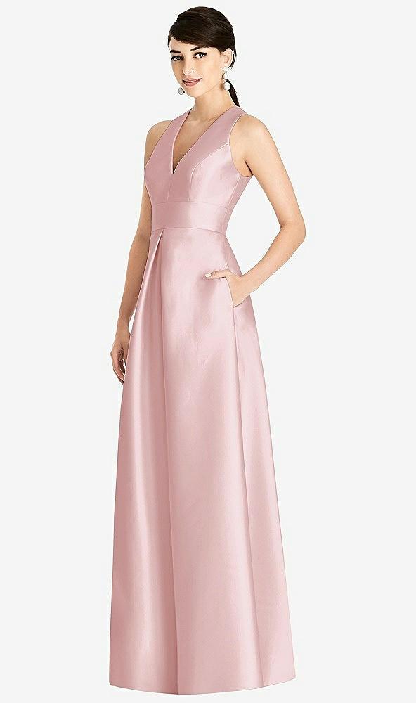 sleeveless open-back pleated skirt dress with pockets