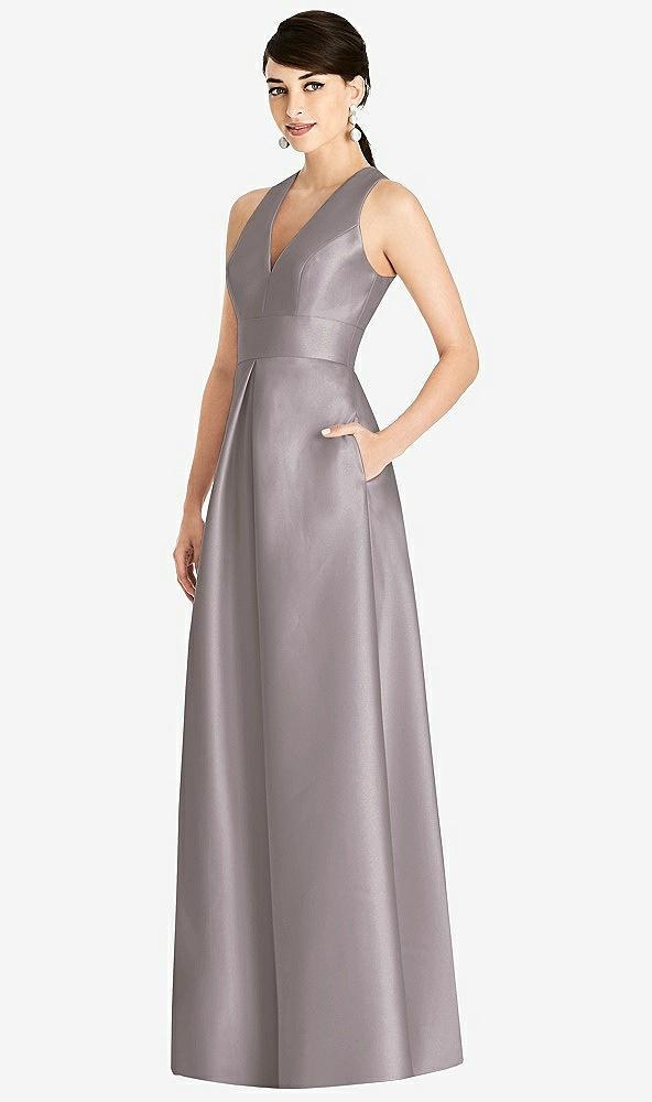 sleeveless open-back pleated skirt dress with pockets