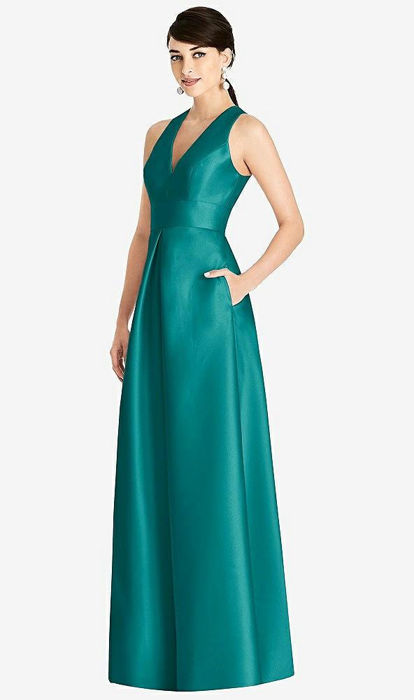 sleeveless open-back pleated skirt dress with pockets
