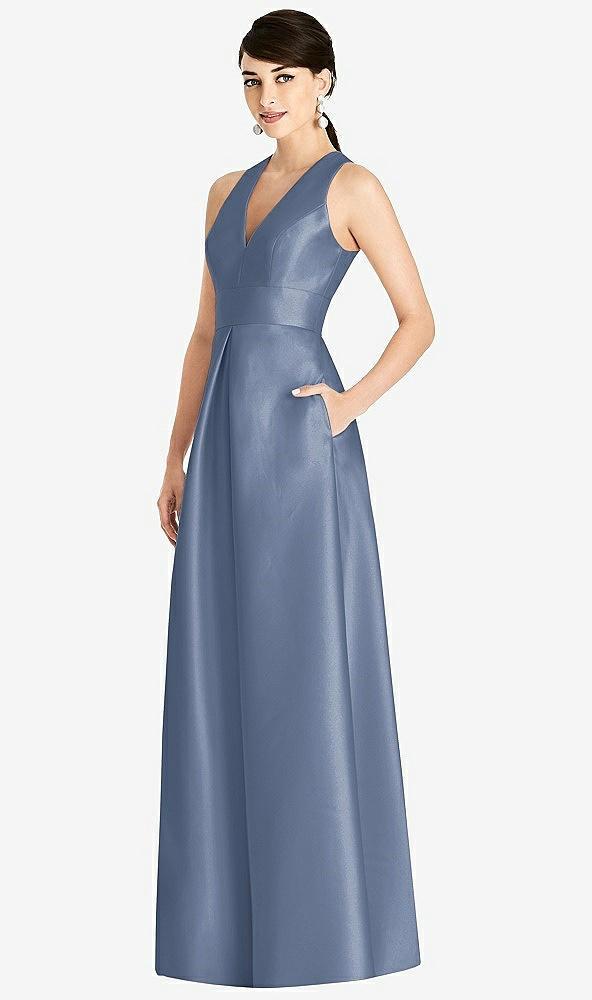 sleeveless open-back pleated skirt dress with pockets