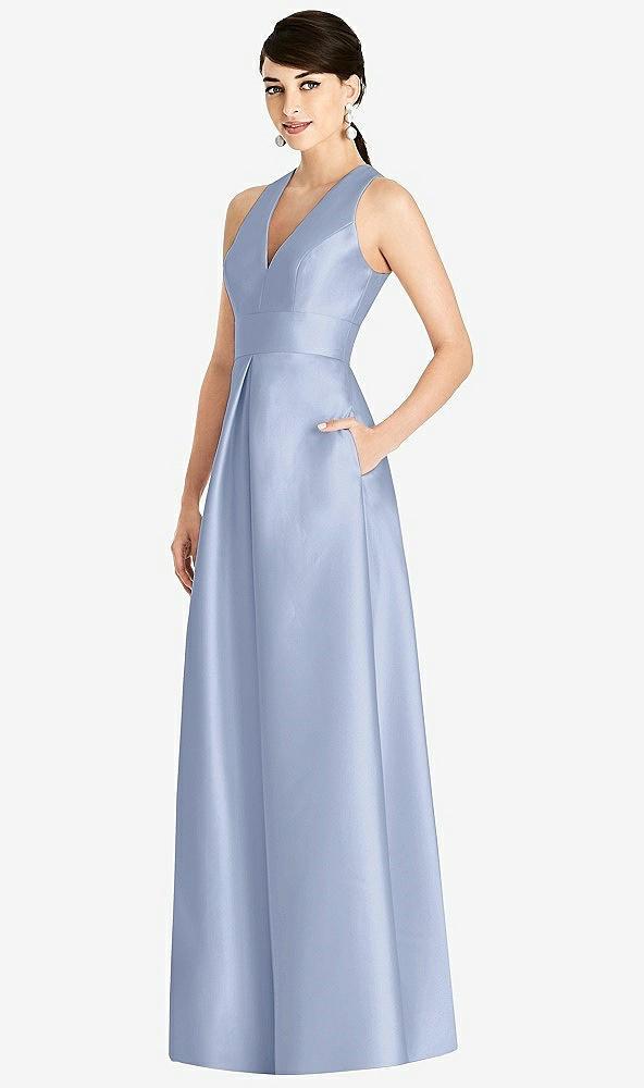 sleeveless open-back pleated skirt dress with pockets