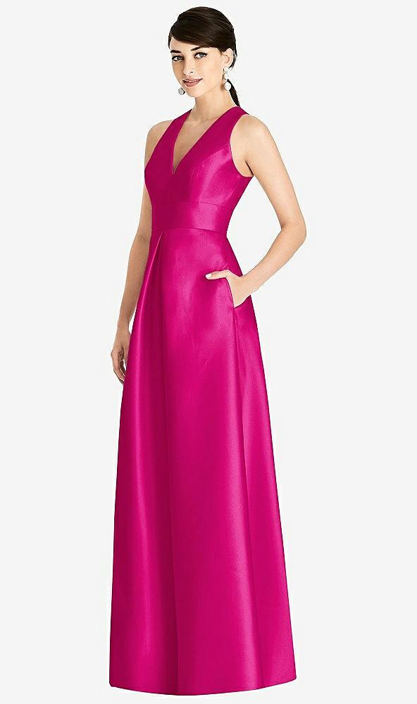 sleeveless open-back pleated skirt dress with pockets