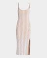 sleeveless paillette rib slit midi dress