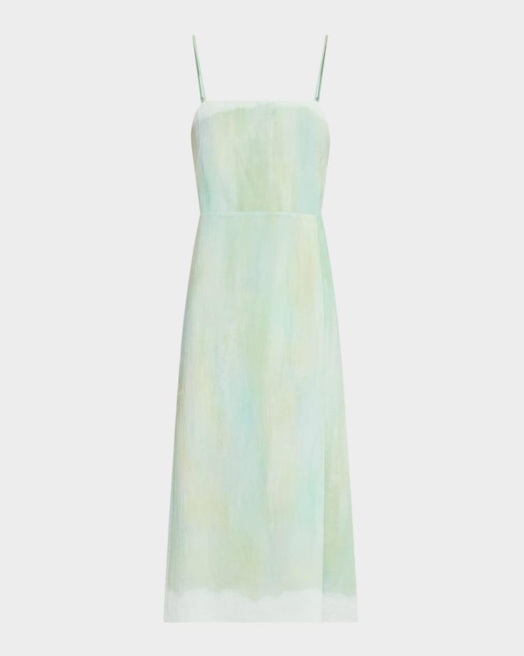 sleeveless painted boarder midi dress