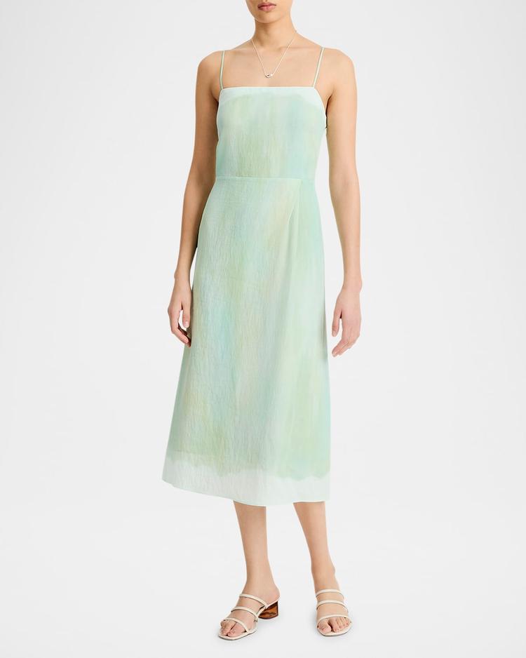 sleeveless painted boarder midi dress