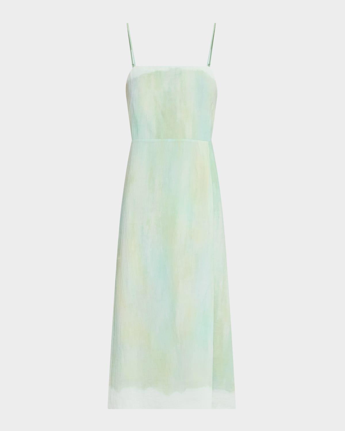 sleeveless painted boarder midi dress