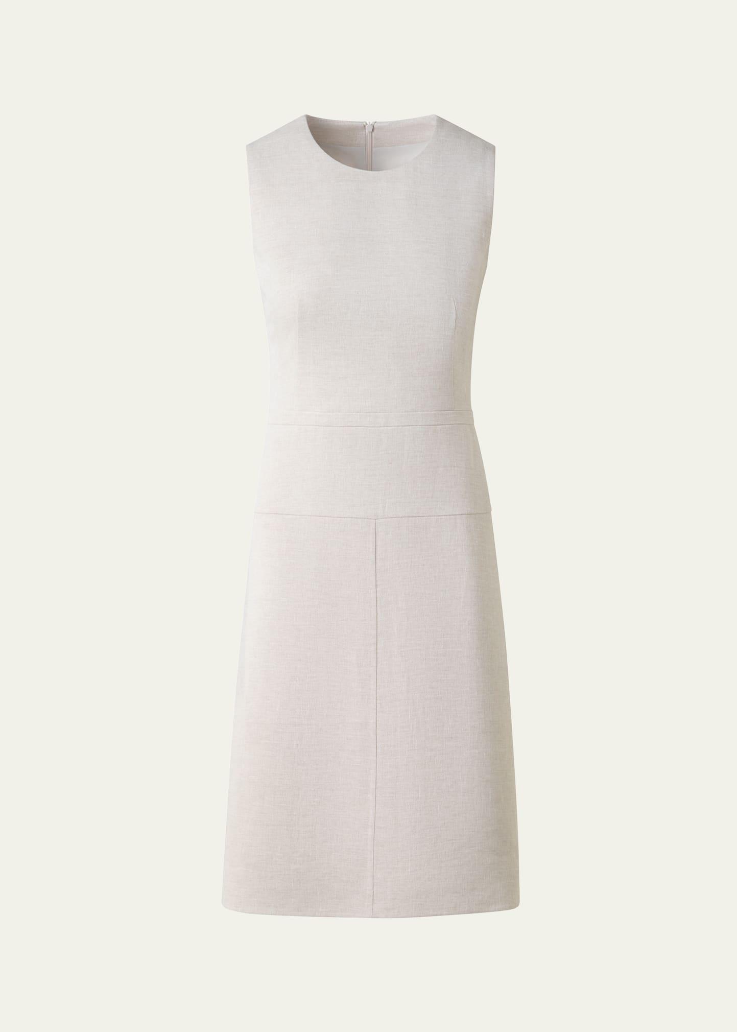 sleeveless paneled double-face linen dress