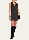 sleeveless pinstripe suiting dress