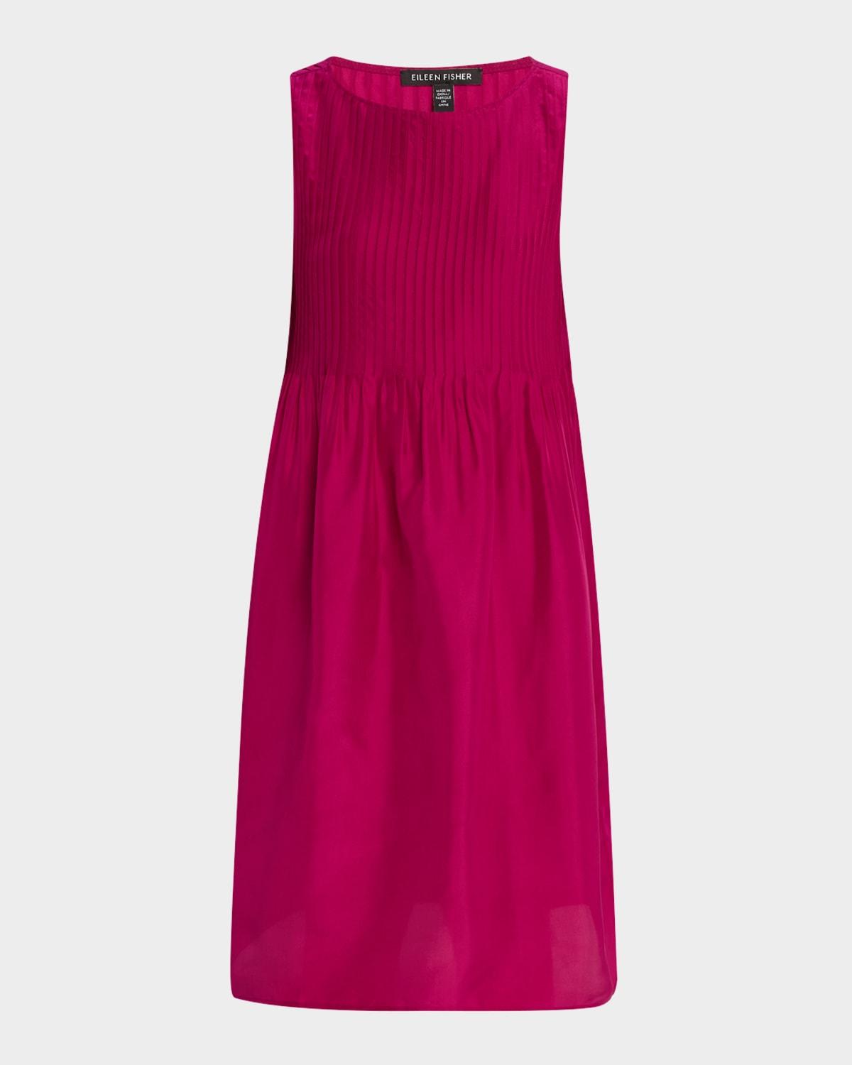 sleeveless pintuck silk midi dress