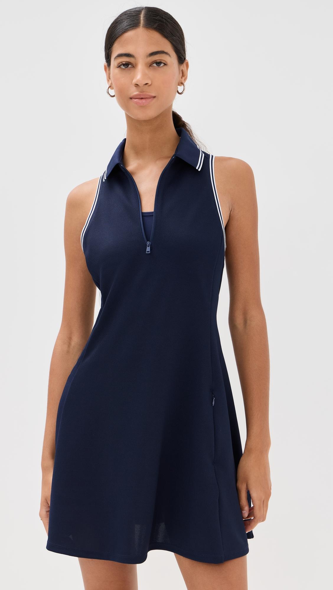sleeveless pique 1/4 zip dress