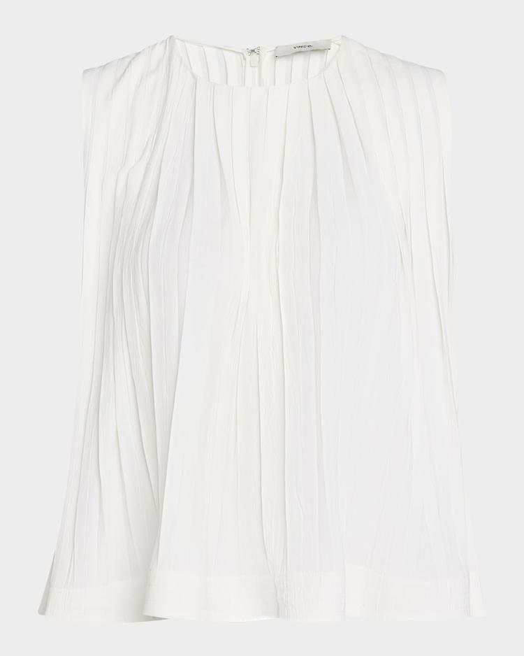 sleeveless pleated a-line top