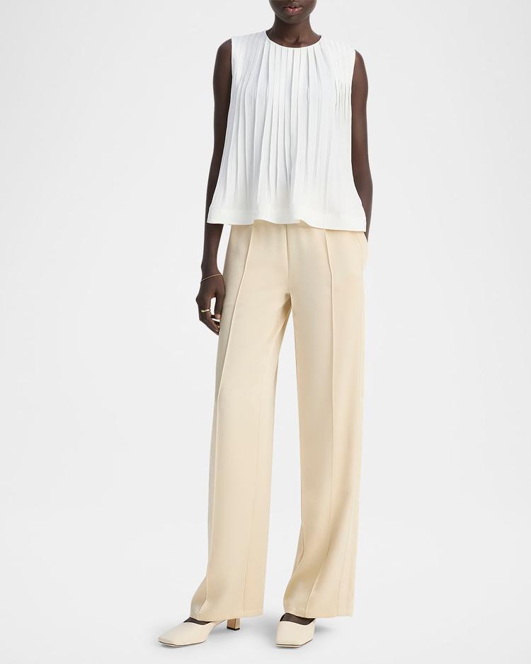 sleeveless pleated a-line top