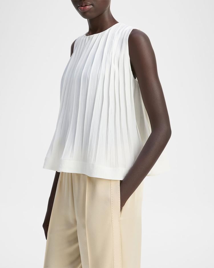 sleeveless pleated a-line top