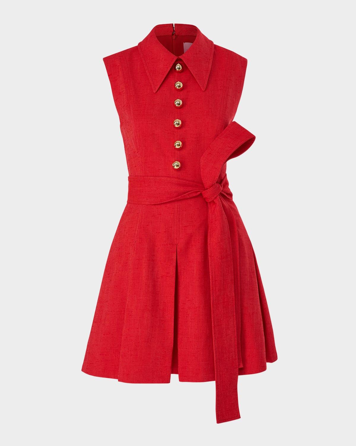 sleeveless pleated mini shirtdress