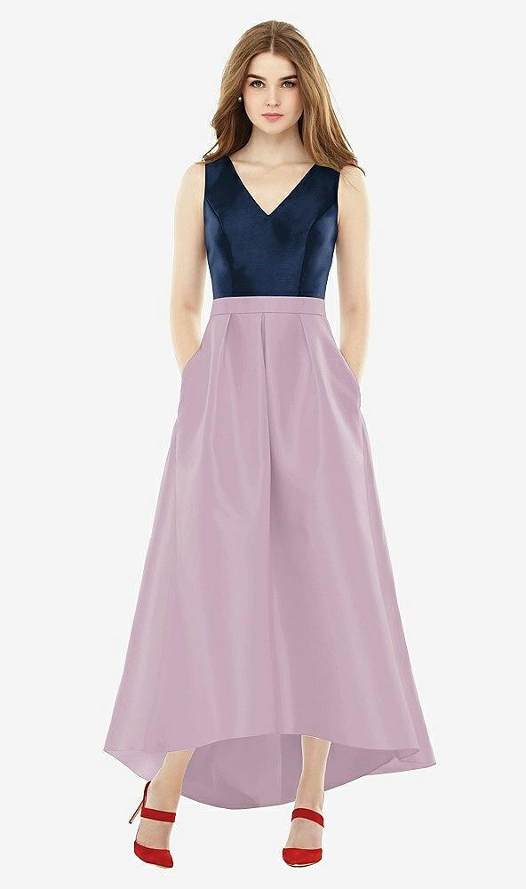 sleeveless pleated skirt high low dress with pockets