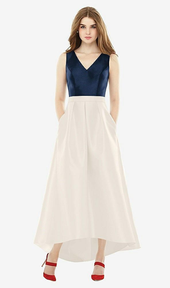 sleeveless pleated skirt high low dress with pockets